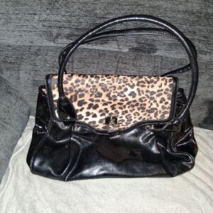 Nine West Black and Leopard Shoulder Bag